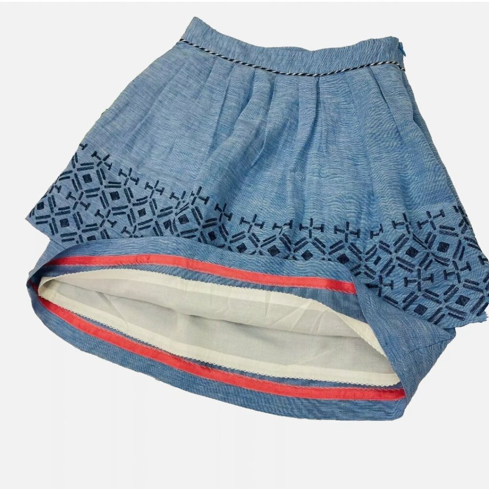 Odille Anthropologie Y2K Alpine Dreams Tiered Skirt Linen Blend Preppy Vintage - Picture 7 of 13